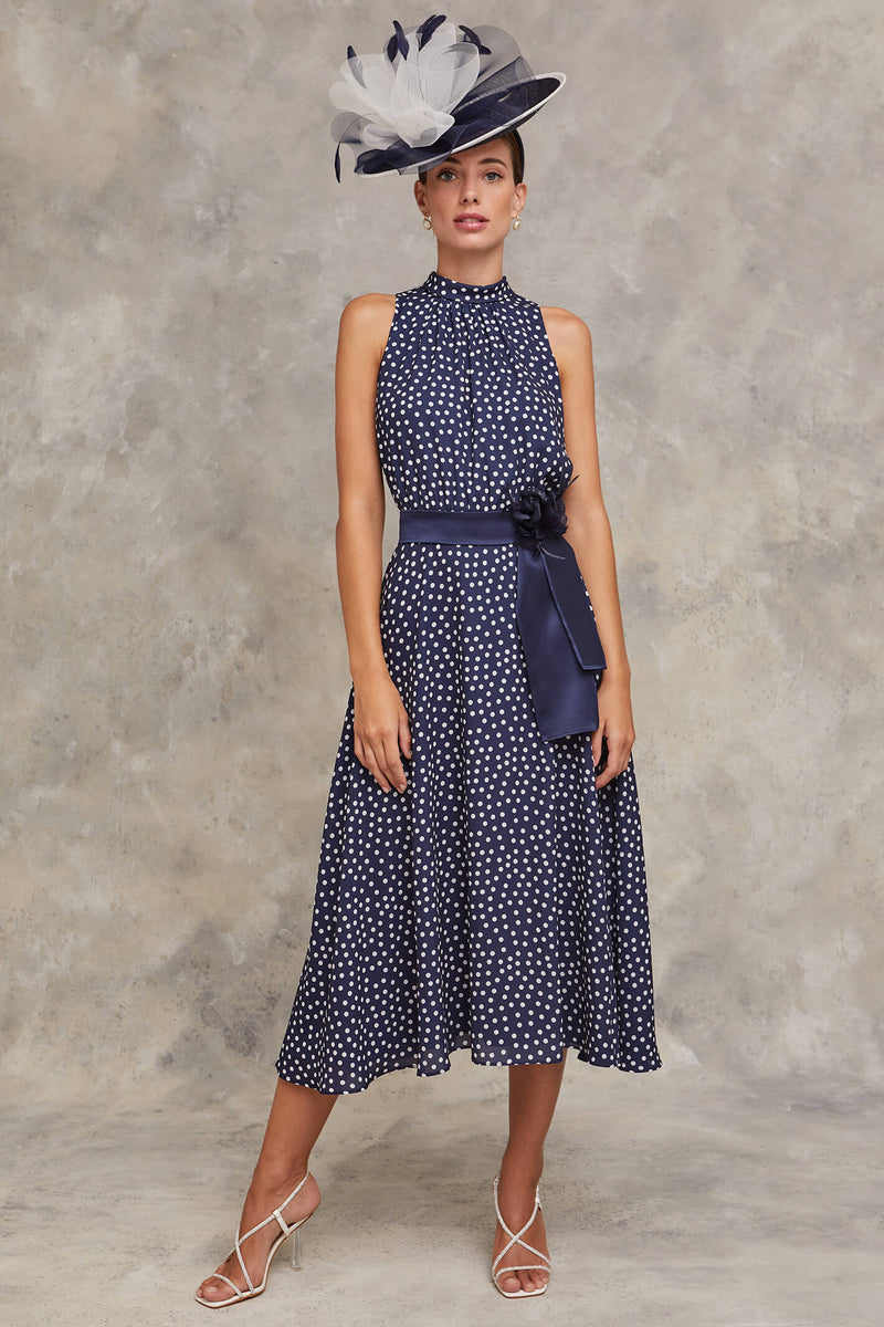 Navy blue and clearance white spot dress